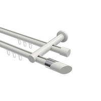 INNENLAUF-GARDINENSTANGEN-SET Platon Verano 120 cm, 2-läufig, 20 mm Ø Weiß - Chromfarben/Weiß, Metall (120cm) - INTERDECO