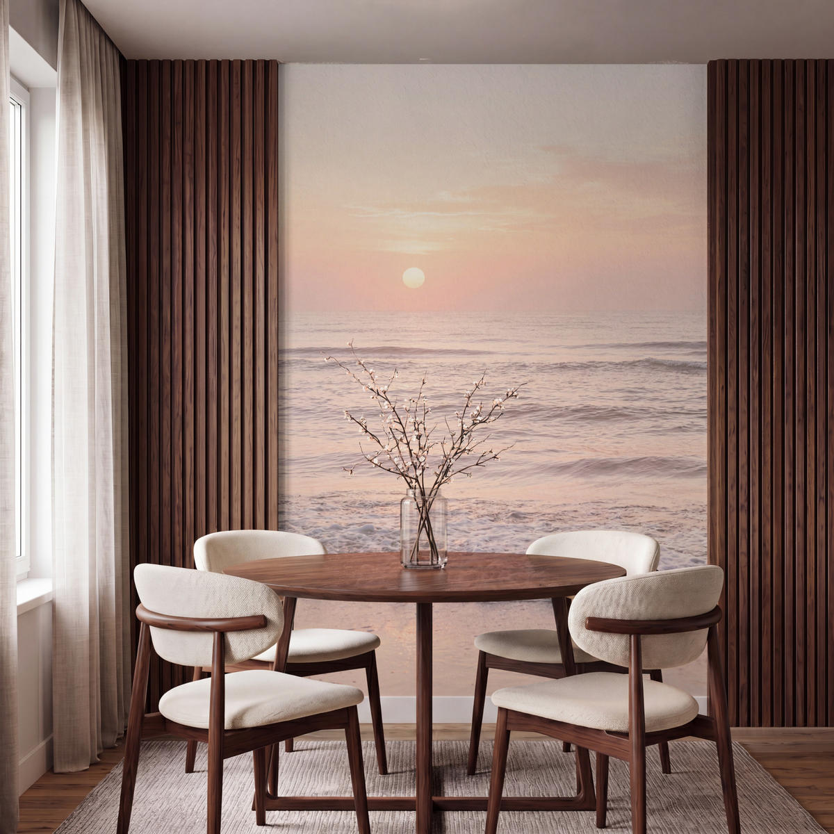 TAPETE - Sonne - Strand - Rosa - 160x240 cm - Hellrosa, Papier (160/240cm) - OnlyWow