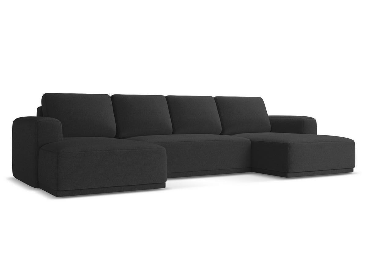 WOHNLANDSCHAFT Chenille Stoff Schwarz - Anthrazit/Schwarz, Kunststoff/Textil (333/91/160cm) - Makamii