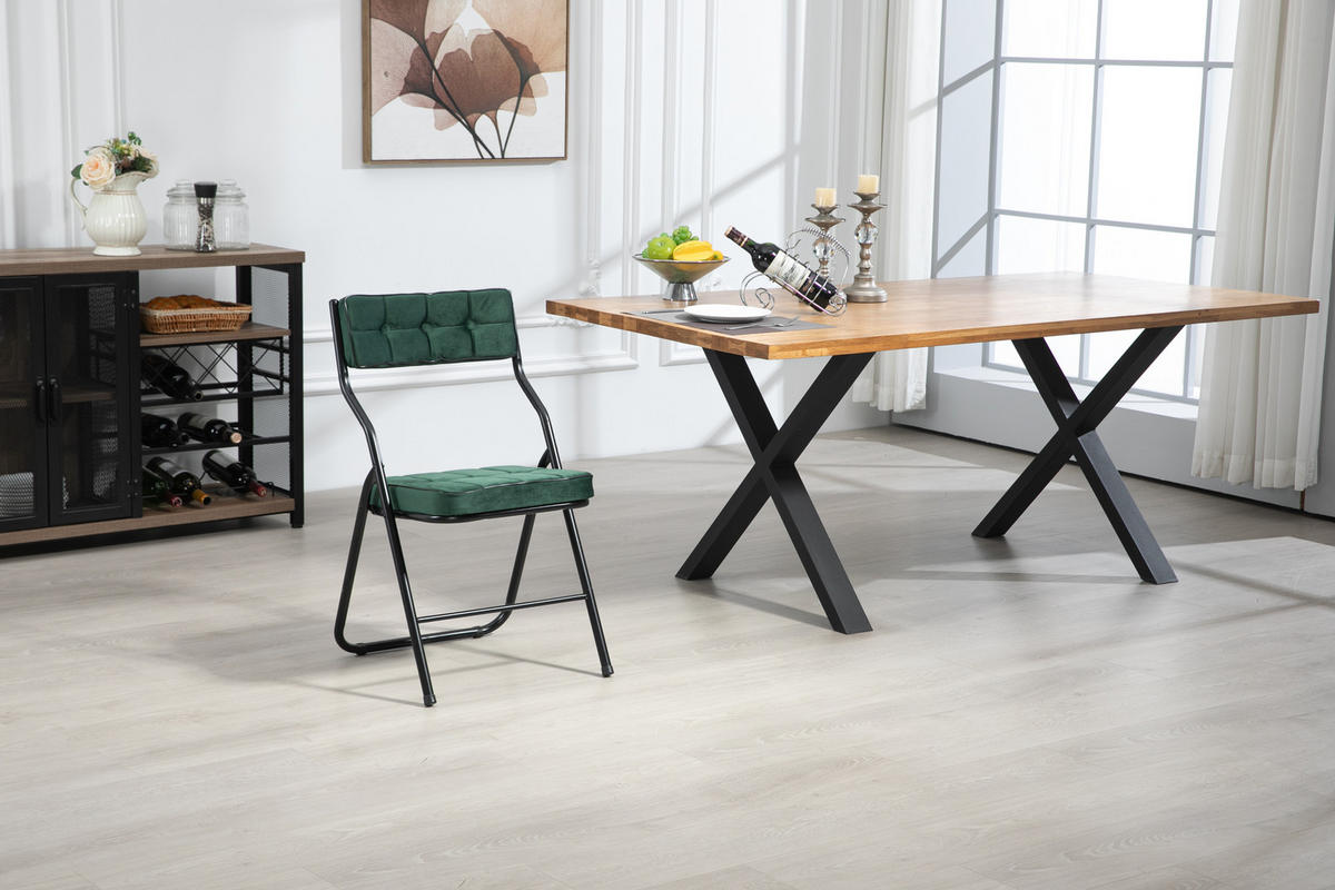 KLAPPSTUHL DE-36266 2er-Set mit gepolstertem Sitz Grün - Grün, Metall (47/80/46cm) - ComfortXL