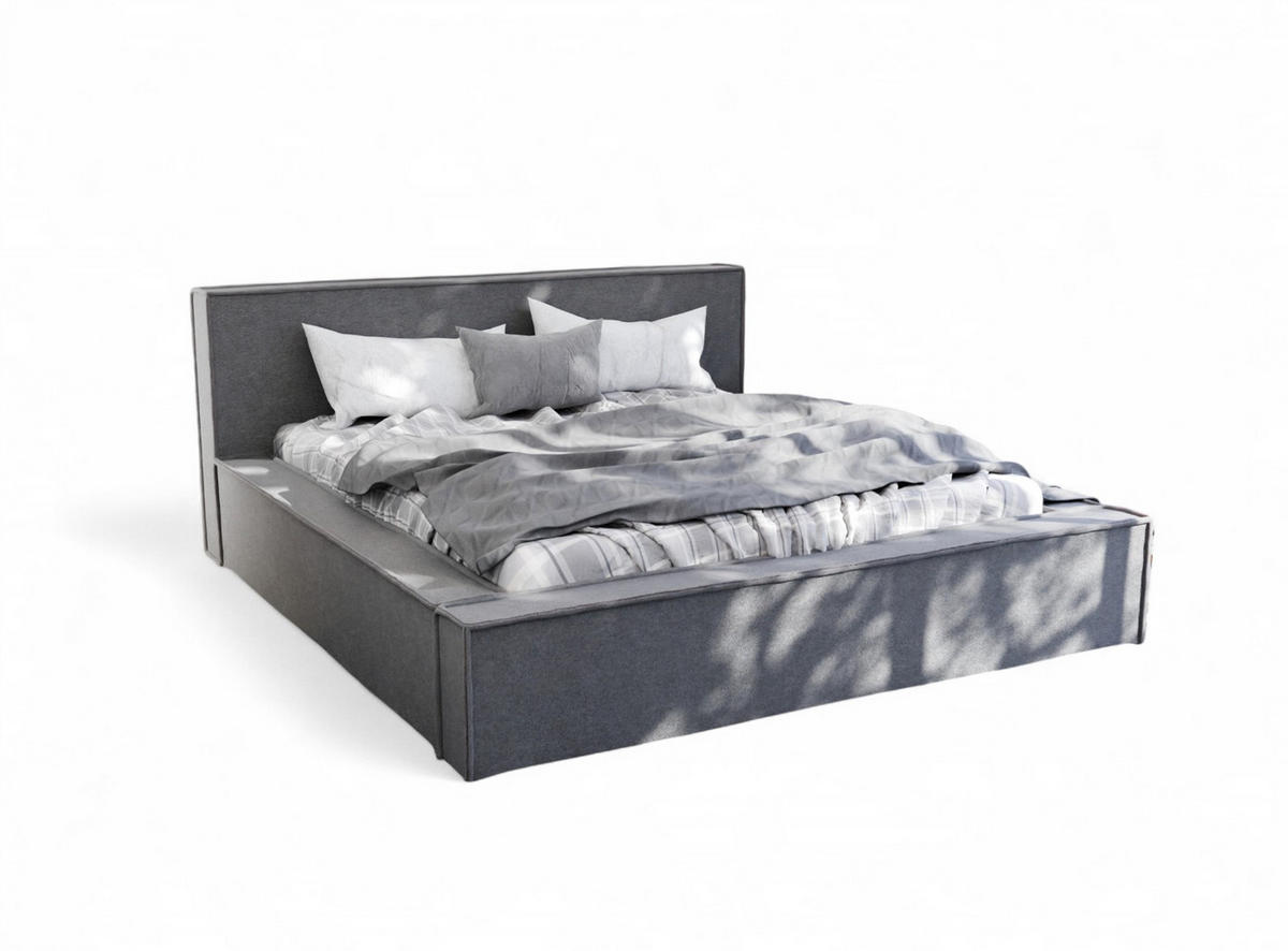 POLSTERBETT Aldana Komplettset - Anthrazit, Holzwerkstoff/Textil (140/200cm) - Fun Möbel