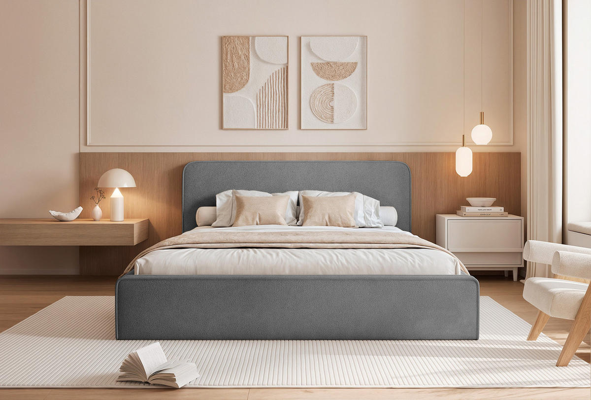 POLSTERBETT Monteli 140x200 cm, Grau - Grau, Textil (140/200cm) - Fedve