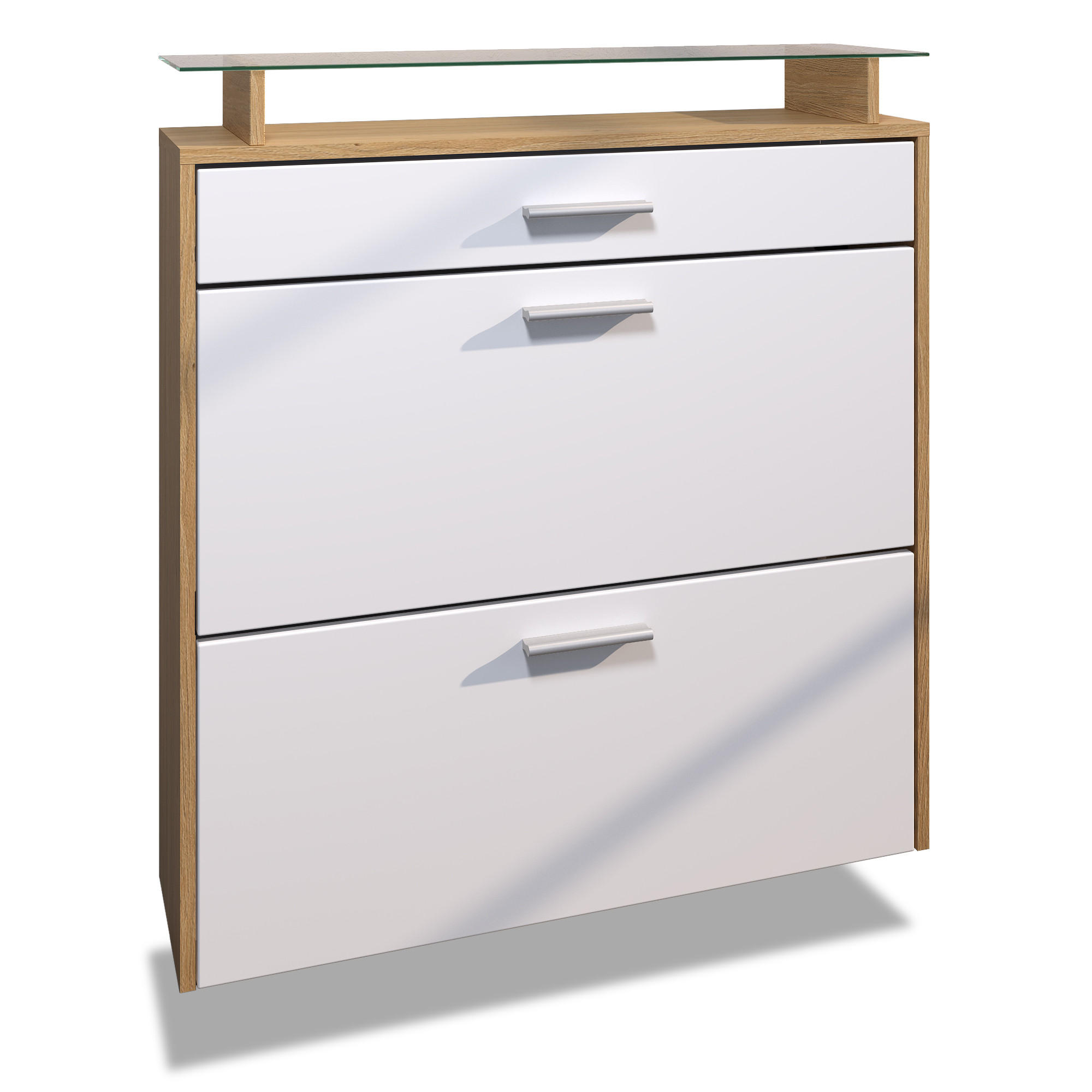 Vladon Schuhschrank Weiß 89x95.5x23 cm