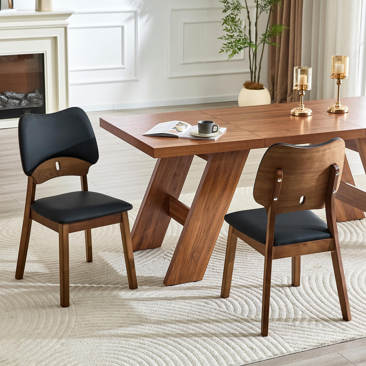 STUHL-SET DE-36734 2 Stück mit Schmetterlingsrückenlehne Schwarz - Schwarz, Holzwerkstoff (43/87.5/51cm) - ComfortXL