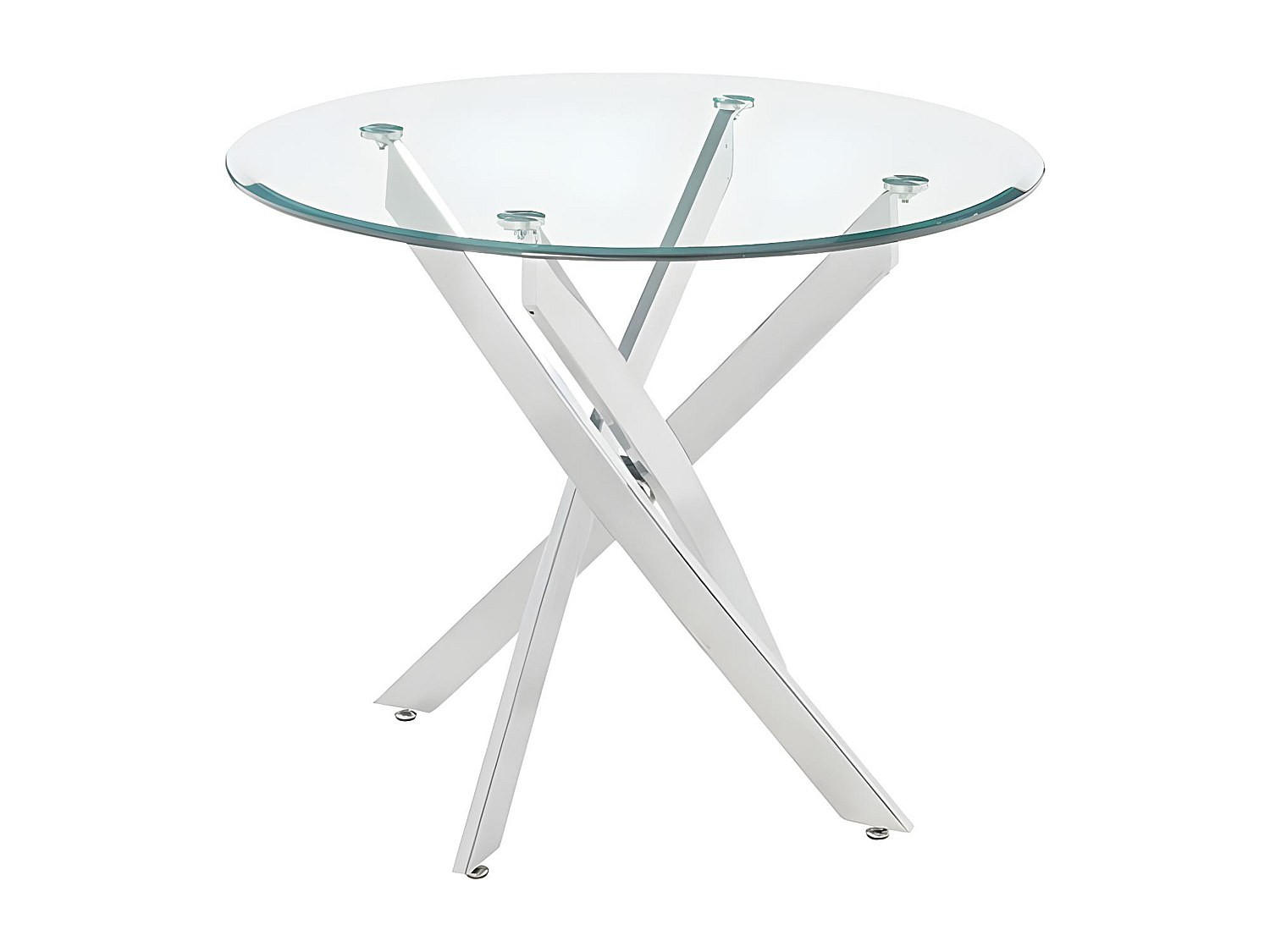 ESSTISCH rund für 2 Personen - Sicherheitsglas & chromfarbenes Metall - Chromfarben - COSIMA - Chromfarben, Glas (90/90/77cm) - Vente-Unique