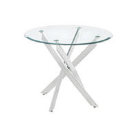 ESSTISCH rund für 2 Personen - Sicherheitsglas & chromfarbenes Metall - Chromfarben - COSIMA - Chromfarben, Glas (90/90/77cm) - Vente-Unique