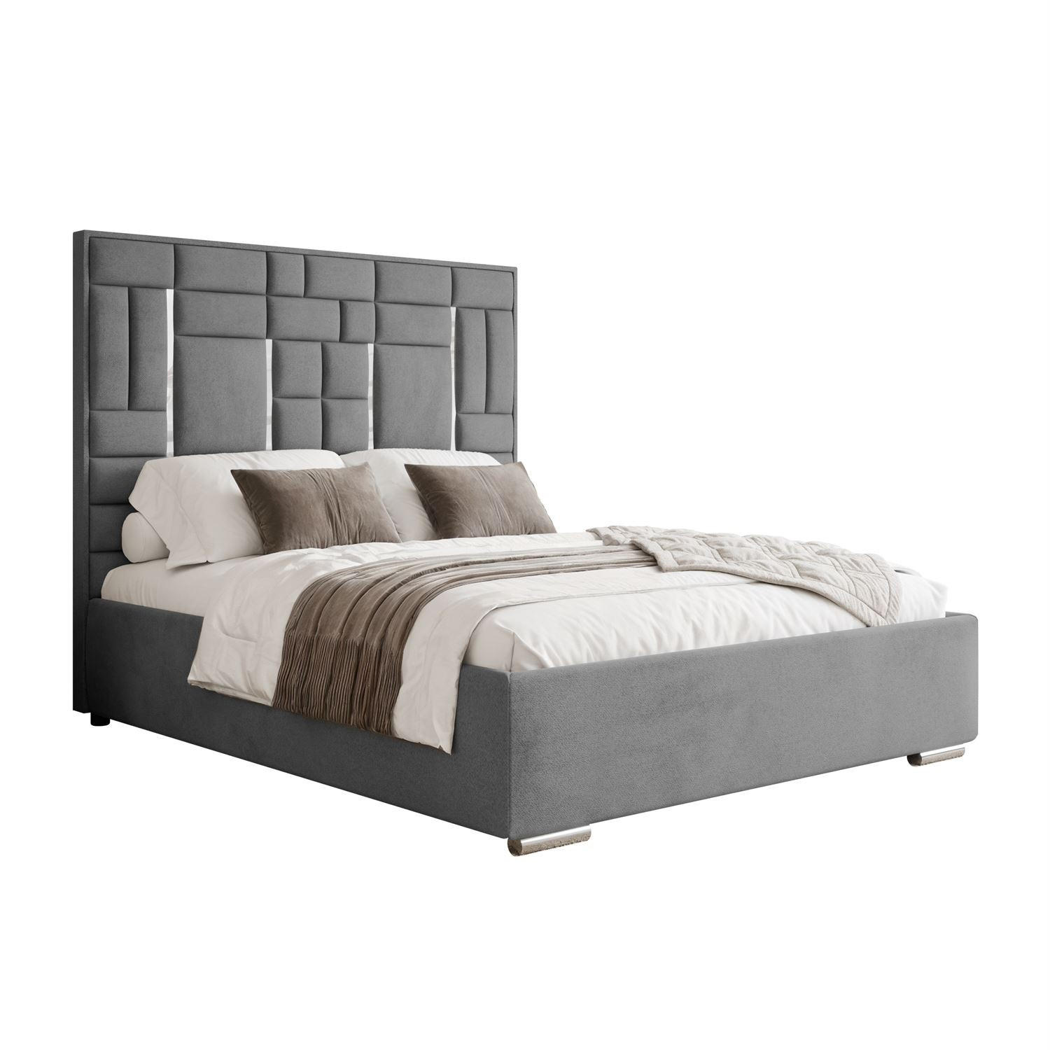 POLSTERBETT BRIGITTE SILVER mit Bettkasten 140x200 cm Element 23 - Grau, Textil (140/200cm) - Lookway