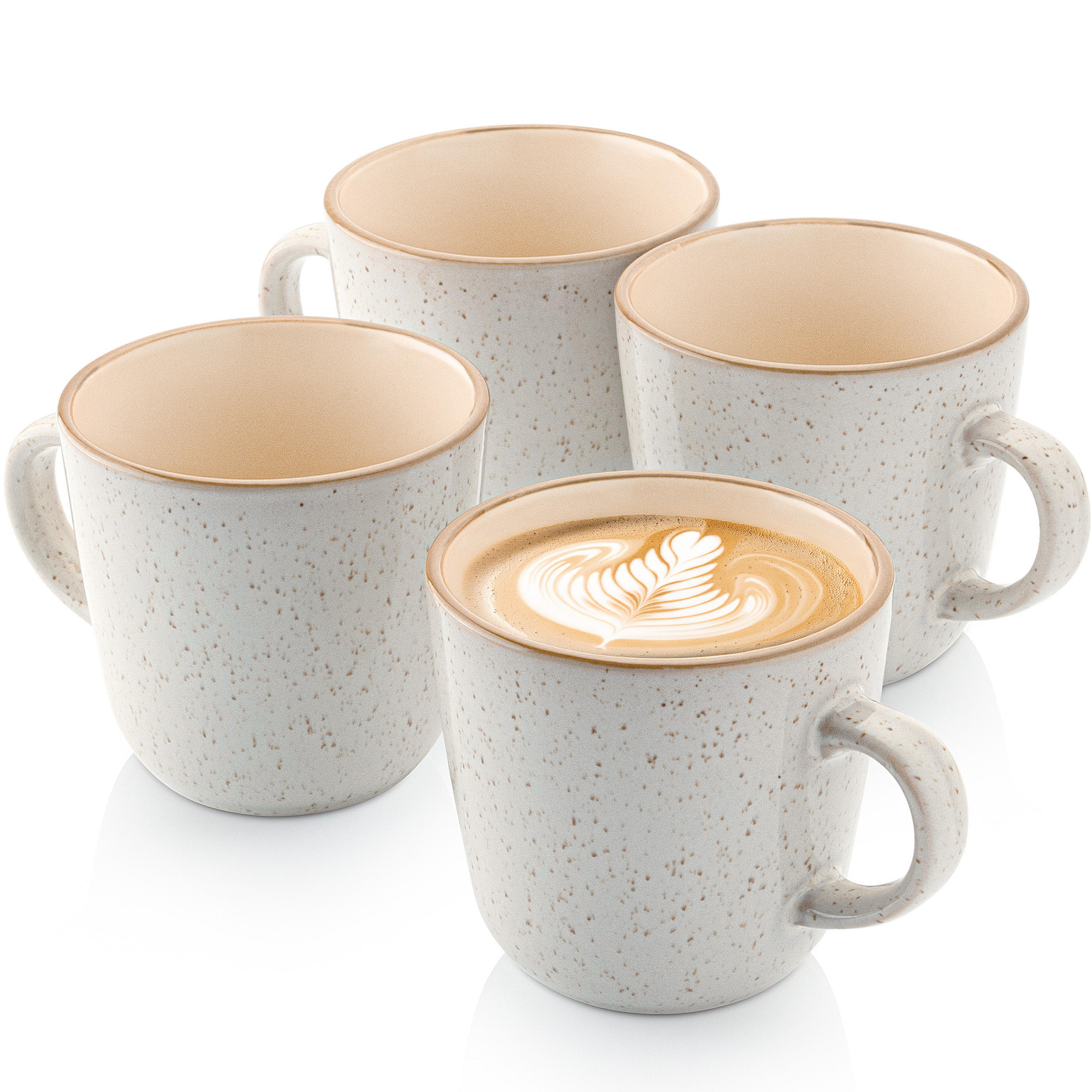 KAFFEEBECHER SET RIO CREME- 4 teilig aus Steingut - Creme, Keramik (0.43L) - Sänger