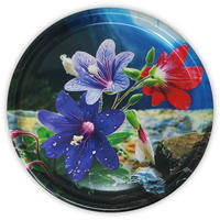 TABLETT rund Bergblume, Melamin ServierTablett rund Ø 40 cm - Blau, Kunststoff (40/2/40cm) - Lashuma