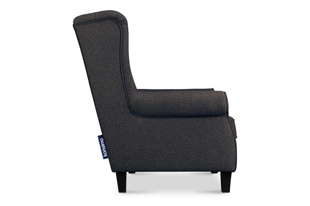OHRENSESSEL MILES Massivholzbeine schwarz, marine - Blau/Dunkelblau, Holzwerkstoff/Buchenholz (82/105/97cm) - KONSIMO®