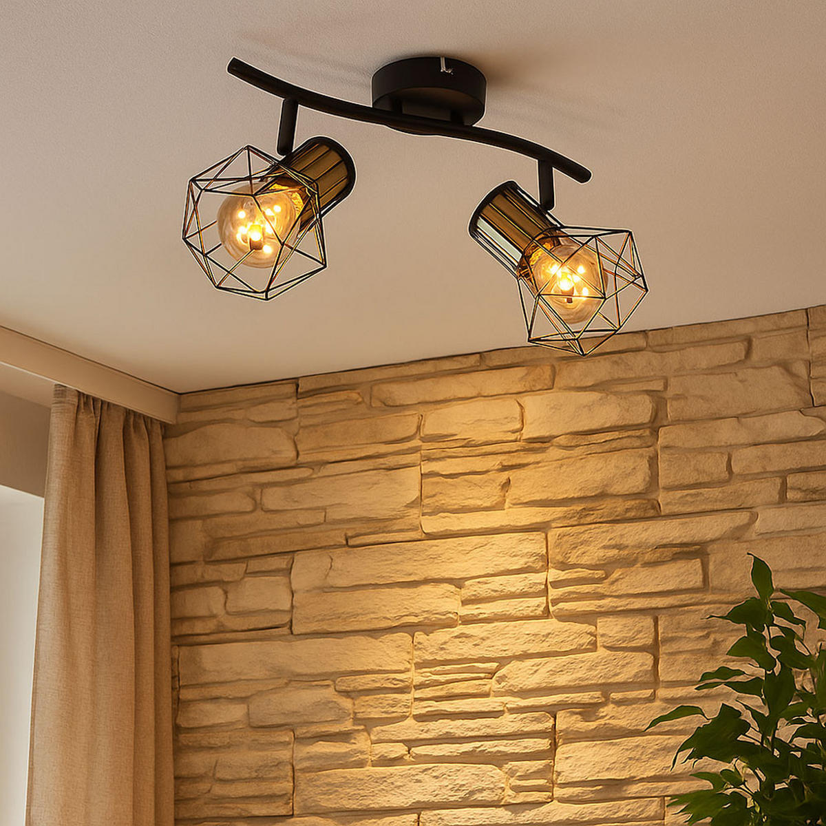 DECKENLEUCHTE Metall Schwarz Gitteroptik - Schwarz, Metall (34/13/19cm)