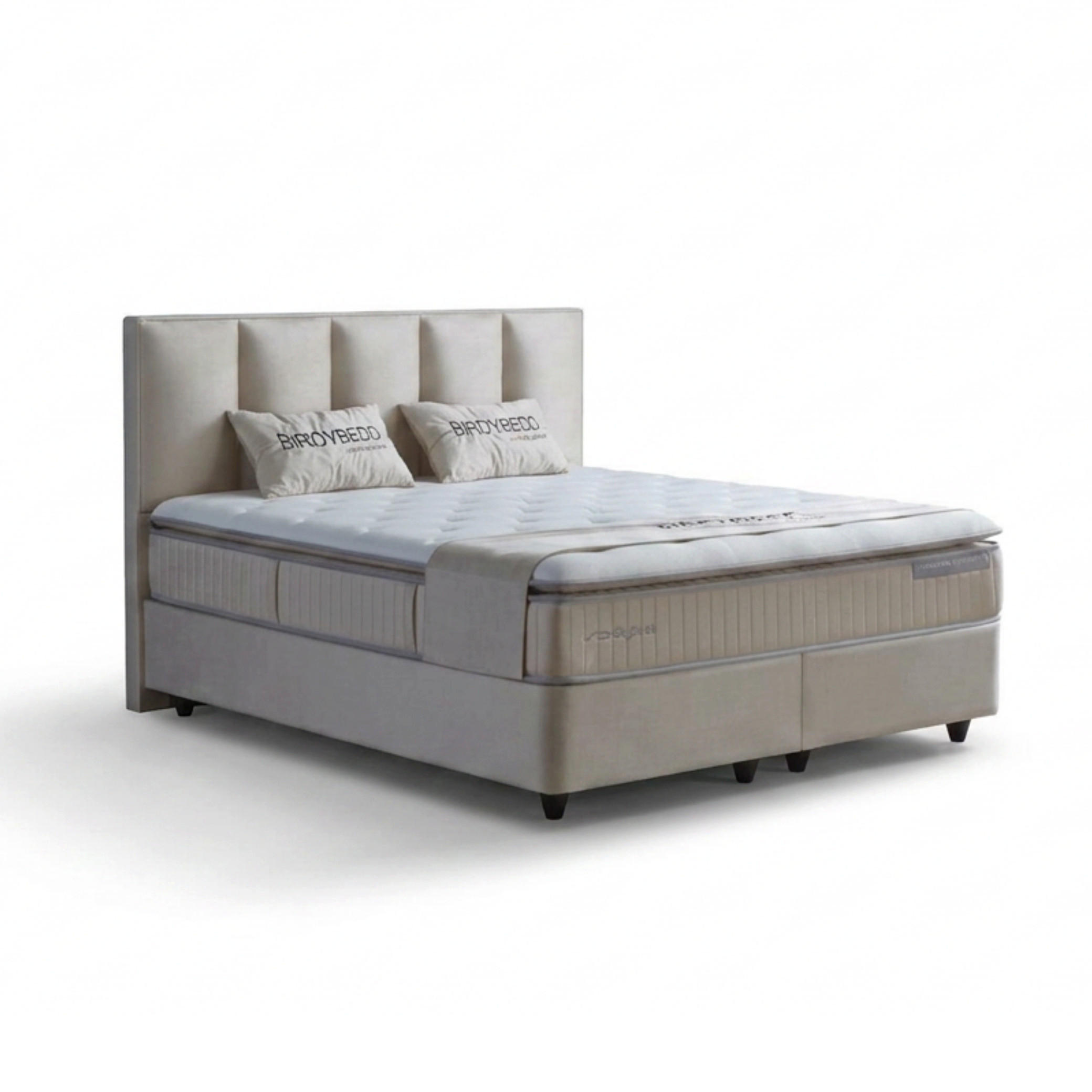 BOXBETT BIRDY Bett Beige mit Matratze 180x200 - Beige, Holz (180/200cm)