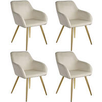 ESSZIMMERSTUHL 4er Set Marilyn 58 x 62 x 82 cm creme/gold - Goldfarben/Creme, Textil (58/82/62cm) - tectake