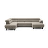 ECKSCHLAFSOFA Raven XL, Verstellbaren Kopfstützen, Bettkasten, Großes Sofa 334x198x162cm Linke, Nata - Grau, Holz/Textil (198/334cm) - DomoHome