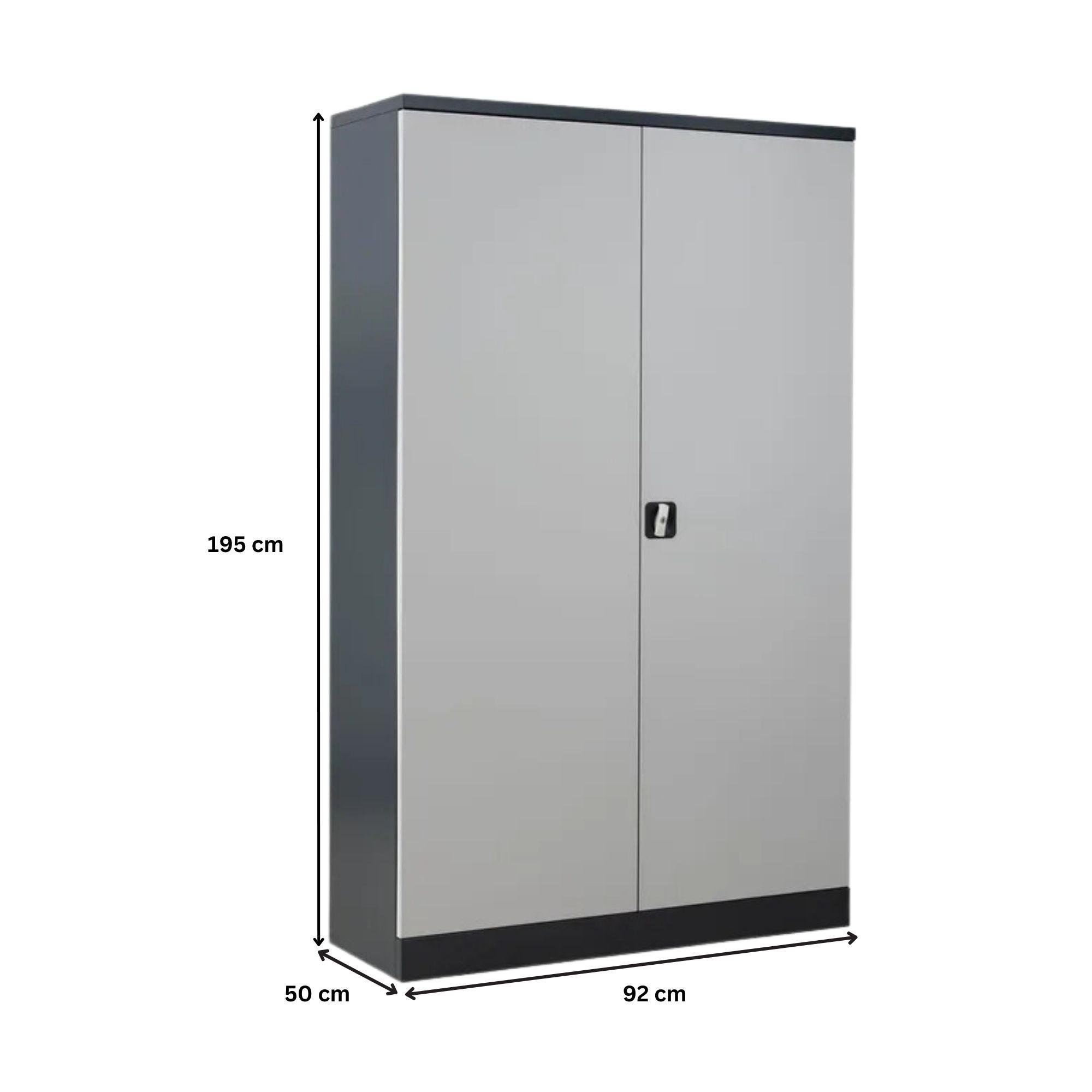 STAHLSCHRANK Bee mit 6 lackierten Fachböden 195x92x50 cm Korpusfarbe Anthrazit Frontfarbe Lichtgrau - Hellgrau, Metall (92/195/50cm)