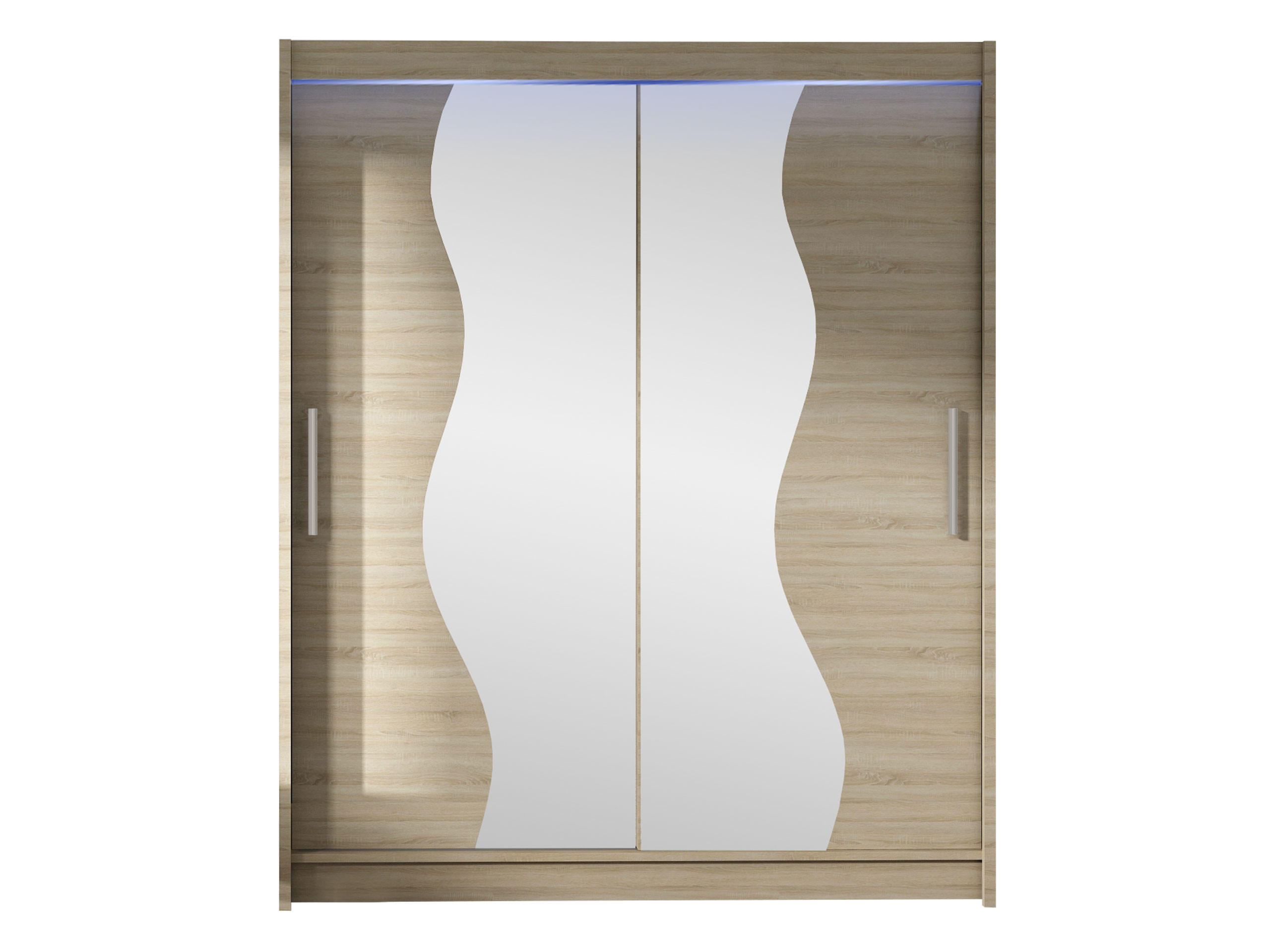 SCHWEBETÜRENSCHRANK Westa S, mit RGB LED Beleuchtung - Silberfarben/Sonoma Eiche, Holzwerkstoff/Metall (150/200/58cm) - MIRJAN24