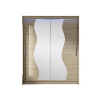 SCHWEBETÜRENSCHRANK Westa S, mit RGB LED Beleuchtung - Silberfarben/Sonoma Eiche, Holzwerkstoff/Metall (150/200/58cm) - MIRJAN24