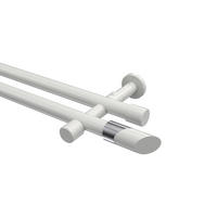 GARDINENSTANGEN-SET Prestige Verano 400 cm (geteilt in 2 x 200 cm), 2-läufig (ohne Ringe), 20 mm Ø Weiß - Chromfarben/Weiß, Metall (400cm) - INTERDECO