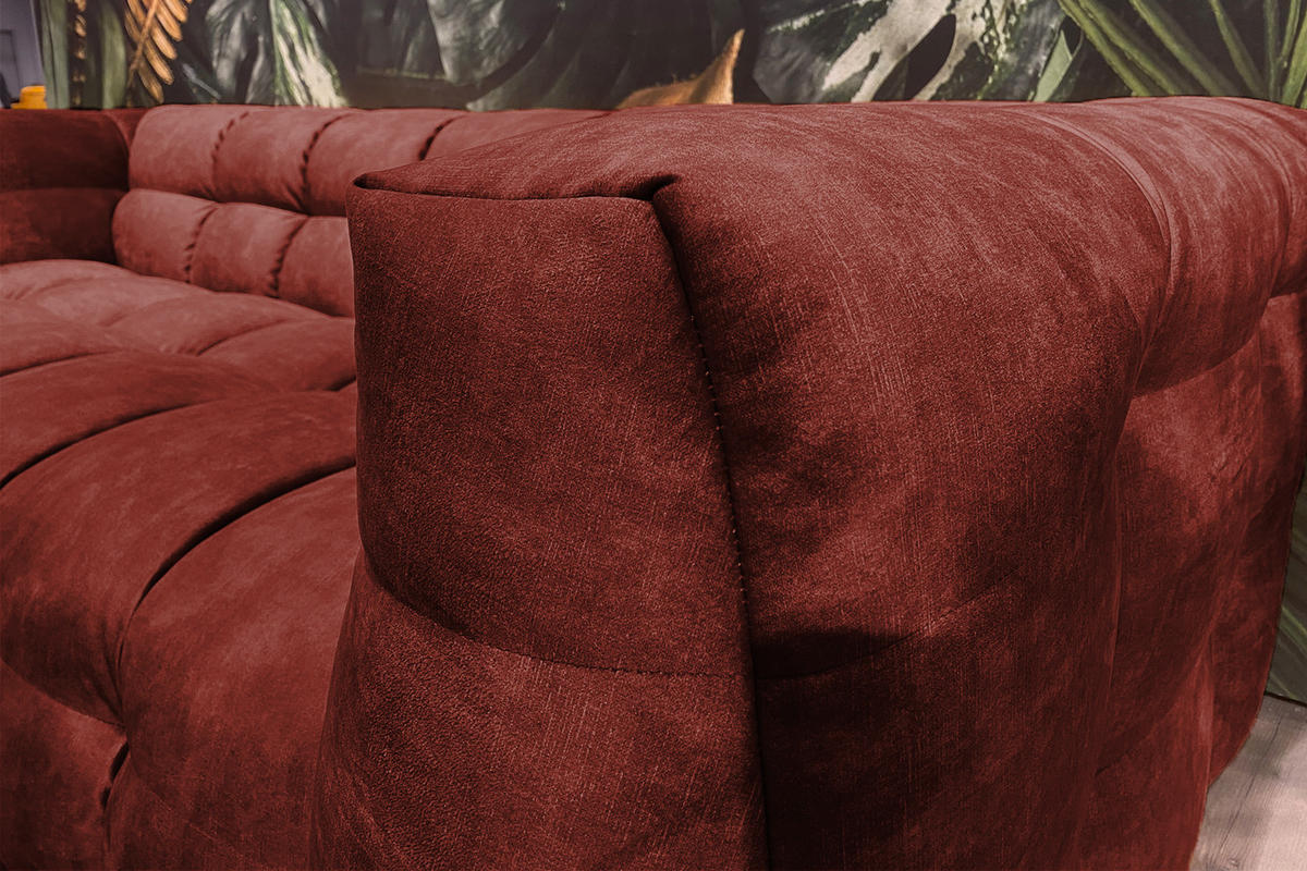 SOFA RIO Bordeaux Velvet - Bordeaux/Schwarz, Textil (207/68/105cm) - KAWOLA