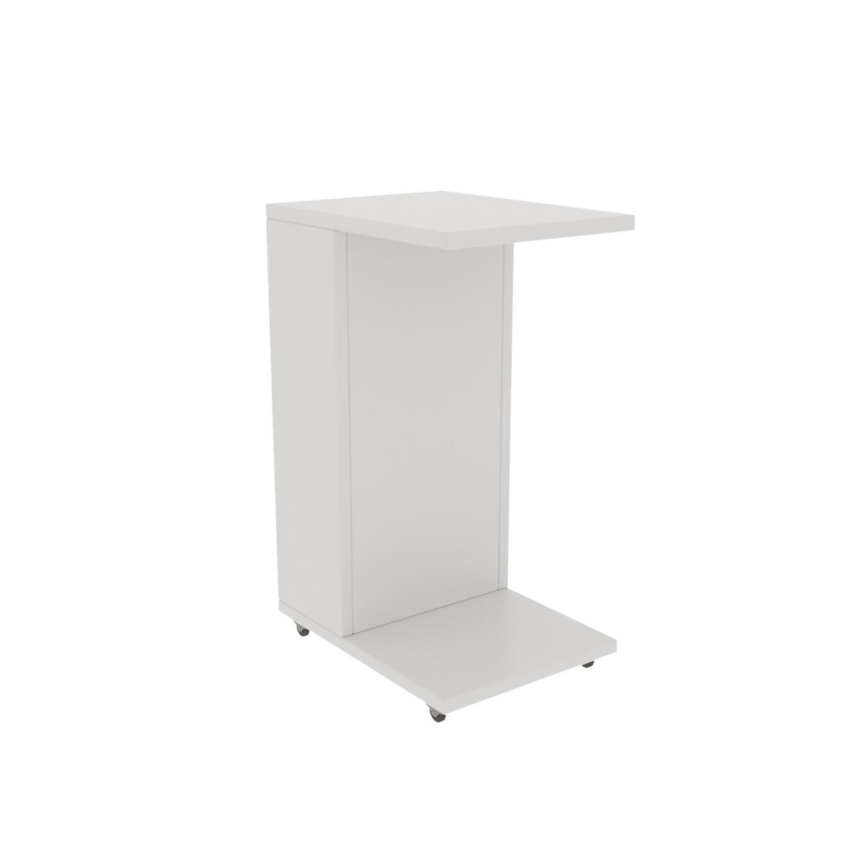 POJÍZDNÁ police s úložným prostorem, výška 63 cm - FLINTA - bílá, kompozitní dřevo (15/40/63cm) - Calicosy