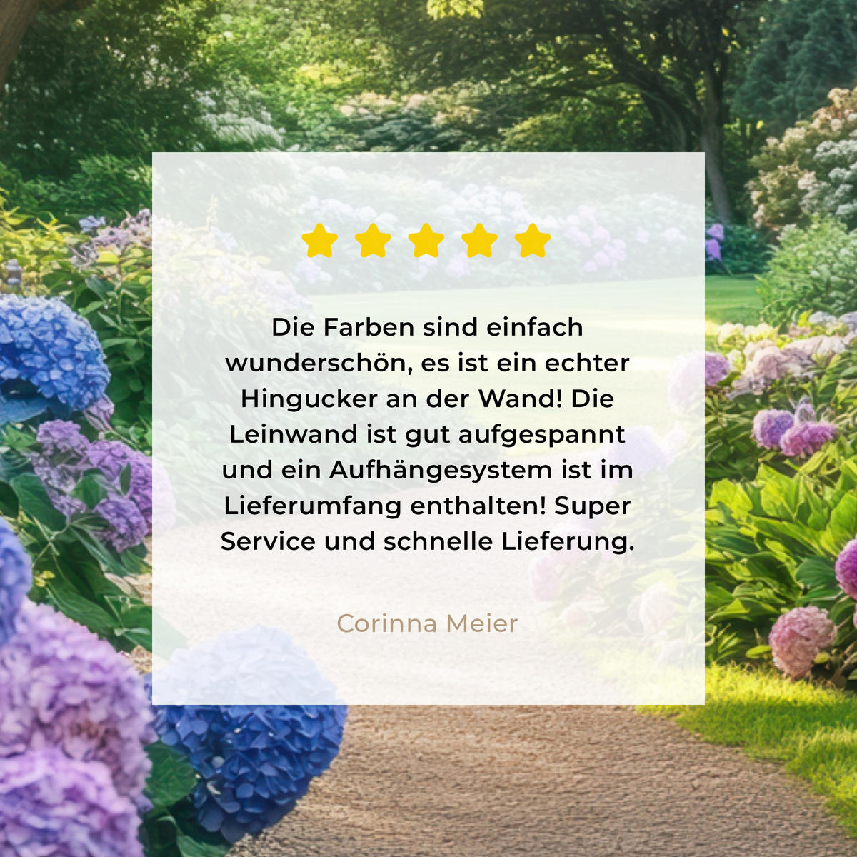 LEINWANDBILD Aussicht - Garten - Fenster - Hortensie - Blumen 40x30 cm - Pastellblau, Textil (40/30cm) - MuchoWow