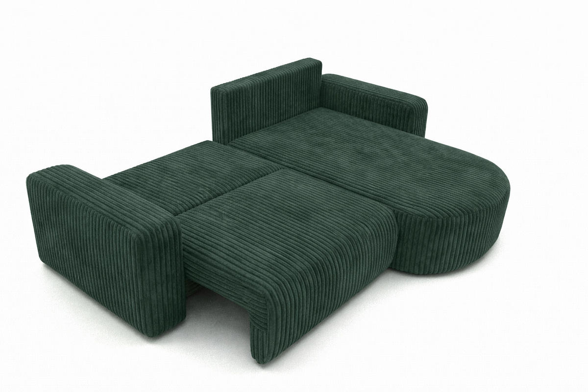 ECKSOFA Mit Schlaffunktion, Cordstoff Tilia, Grün, Rechts, ROUND ONE - Grün, Holz (244/175cm) - Kaiser Möbel