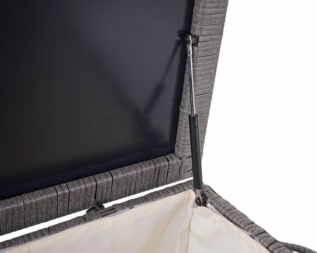 KISSENBOX aus Poly-Rattan HxBxT 80x160x94cm Premium grau 320L - Grau, Kunststoff (160/80/94cm) - PROREGAL