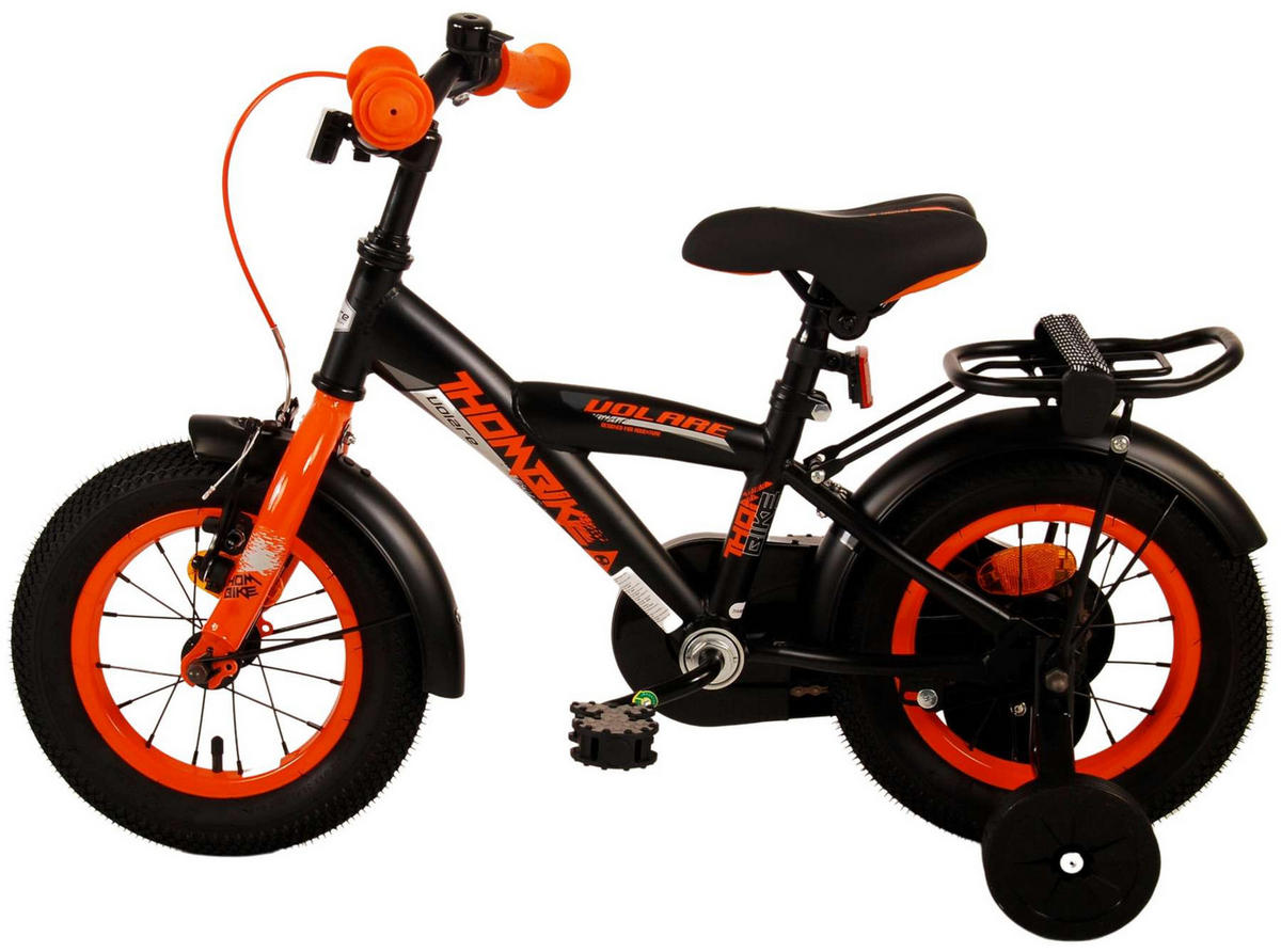 KINDERFAHRRAD Thornbike - Jungen - 12 Zoll - Rücktritt + Handbremse - Schwarz/Orange - Schwarz/Orange, Metall (45cm) - TPFSports