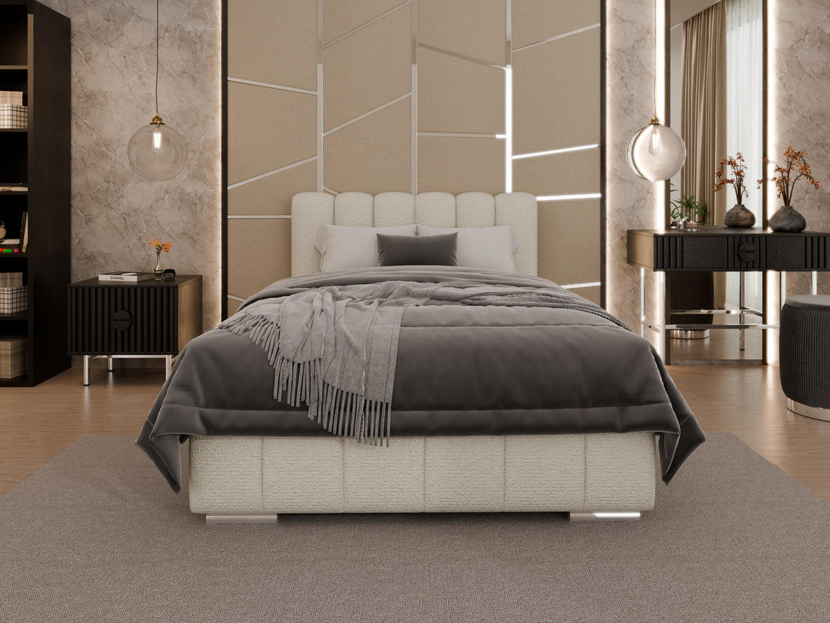 POLSTERBETT Zaira 120x200cm – Elegantes Polsterbett für modernen Wohnstil , ohne matratze, creme - Creme, Holz (120/200cm) - Panda Möbel