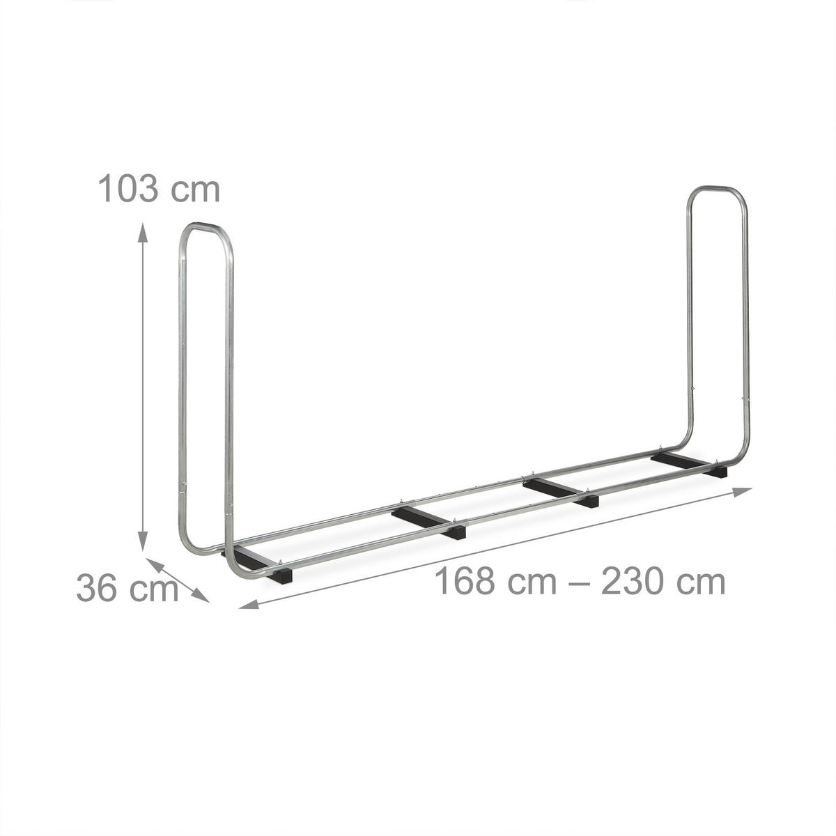 KAMINHOLZREGAL - Silberfarben, Kunststoff/Metall (230/103/36cm) - Relaxdays