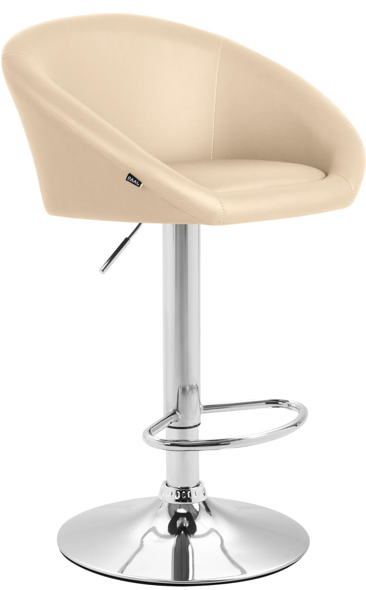 BARHOCKER Lederlook creme - Chromfarben/Creme, Textil/Metall (55/86/51cm) - CLP