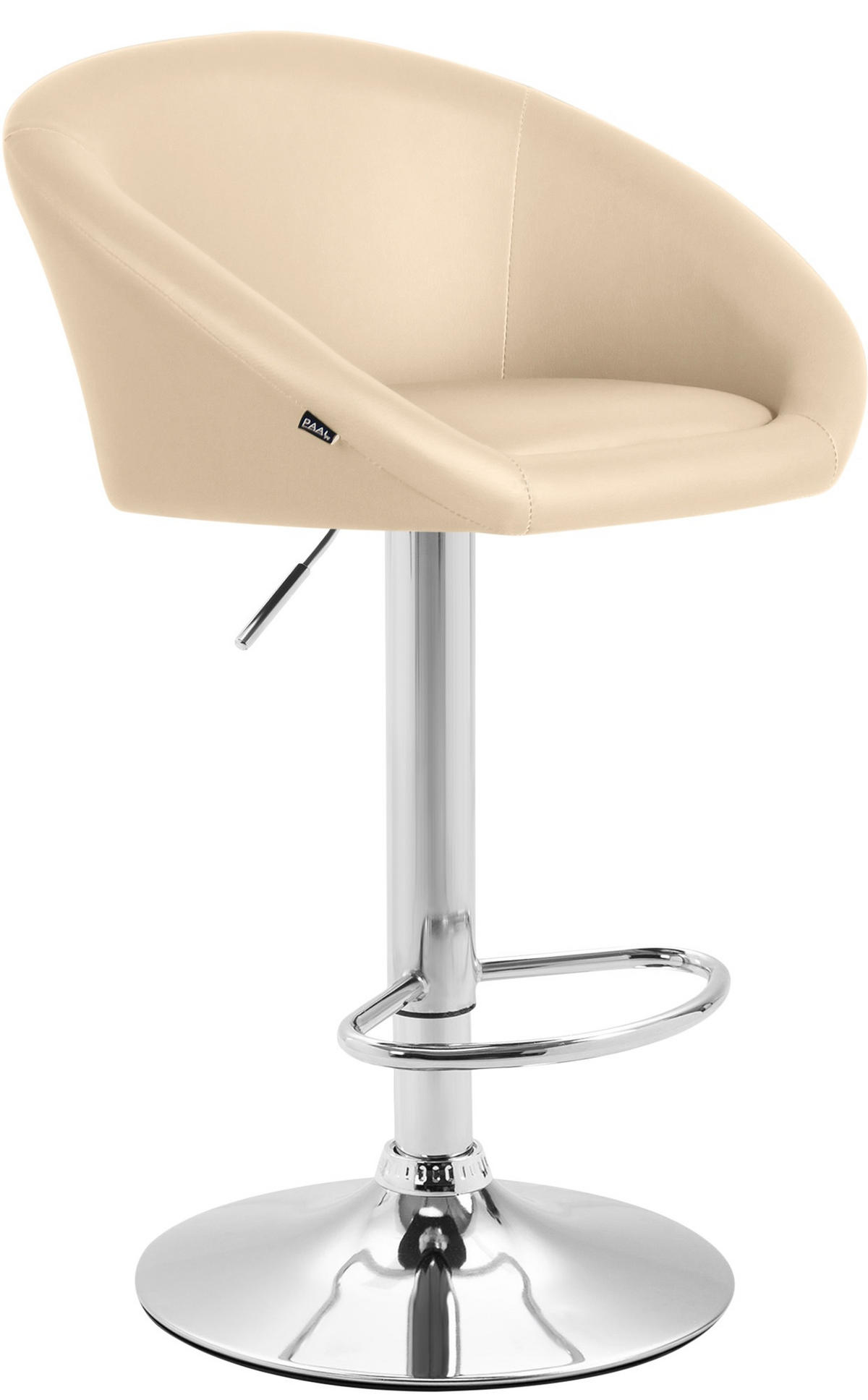 BARHOCKER Lederlook creme - Chromfarben/Creme, Textil/Metall (55/86/51cm) - CLP
