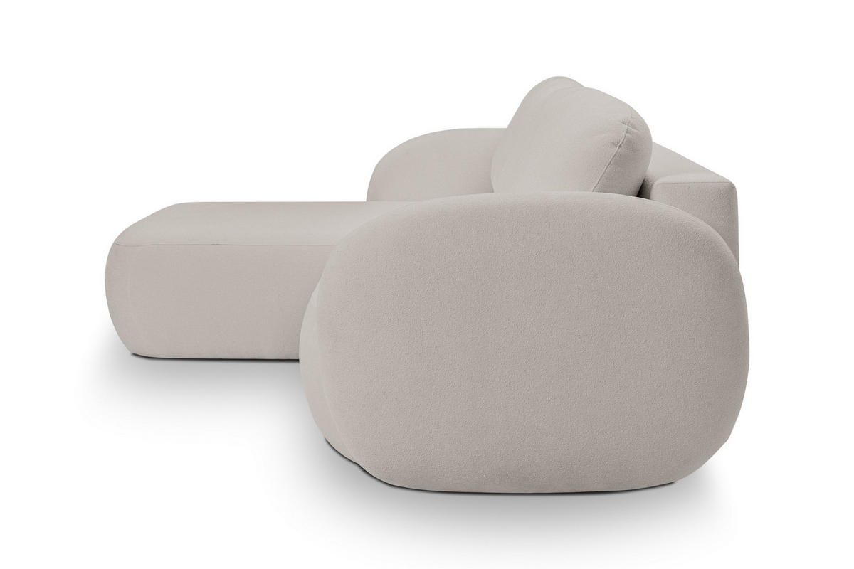 ECKSOFA AMICO L-S Hellgrau Geflochtener Stoff mit Schlaffunktion - Hellgrau, Holz (248/174cm) - MASSENO