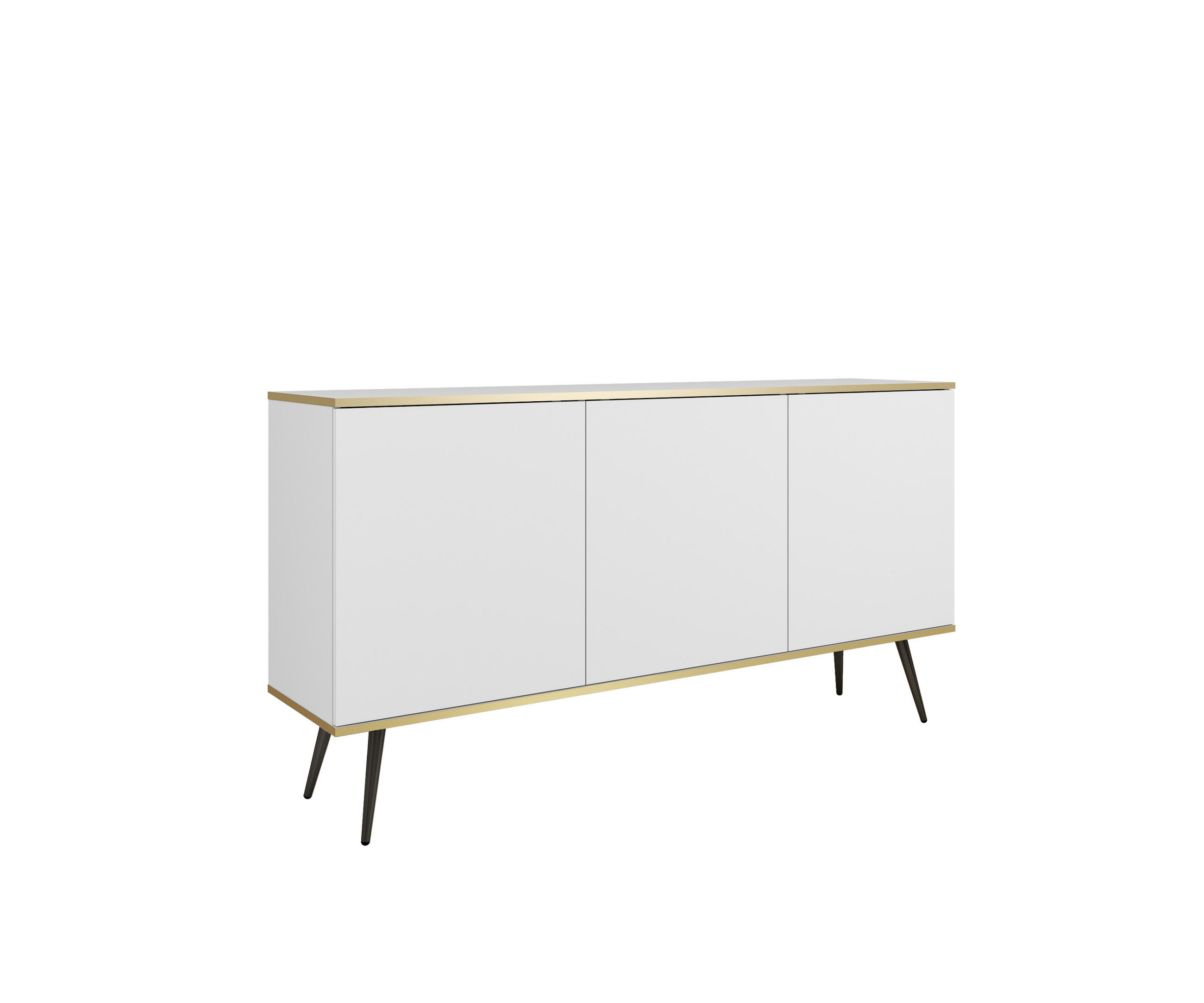 KOMMODE ORO - K-160, 2-Türen, 2-Schubladen, Push-to-Open 160x39x85 cm Weiß/Schwarz - Schwarz/Weiß, Holzwerkstoff/Kunststoff (160/85/39cm) - DomoHome