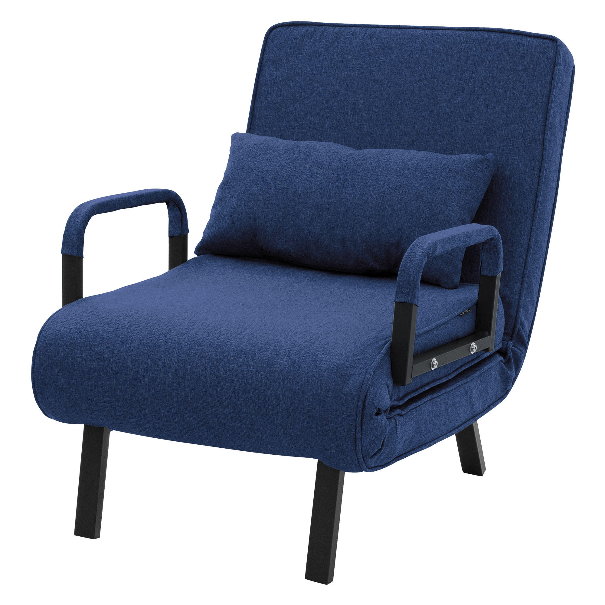SPACÍ KŘESLO s funkcí postele, modré, 186 x 60 cm, skládací křeslo s ocelovým rámem a čenilou - modrá/černá, kov/textil (65/82/87cm) - ML-DESIGN