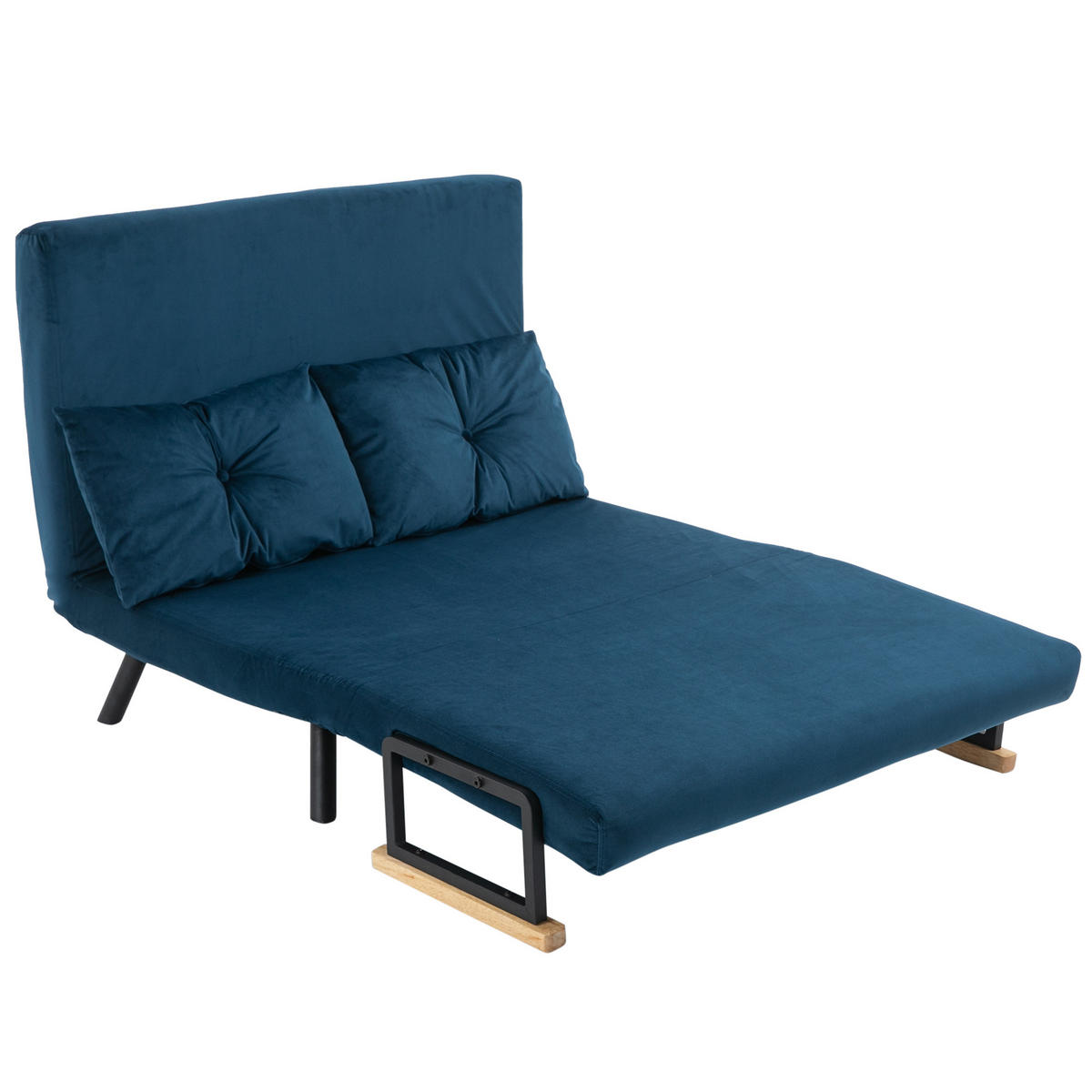 SCHLAFSOFA 2er-Sitz DE-14559 5-fach verstellbar mit Samtbezug Blau - Blau, Metall (102/81/73cm) - ComfortXL