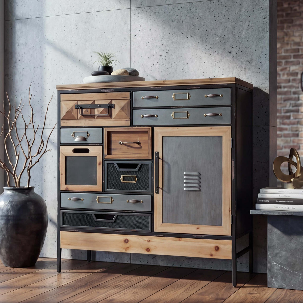 APOTHEKERKOMMODE Multicolor - Multicolor, Holz (84/85/35cm) - MCW
