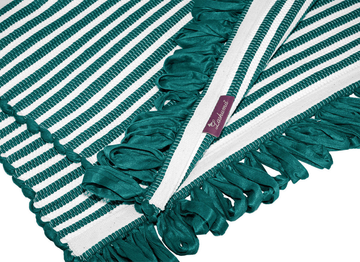 HANDGEWEBTER Läufer 50x70 cm Smaragd - Smaragdgrün, Naturmaterialien/Textil (50/70cm) - Lashuma