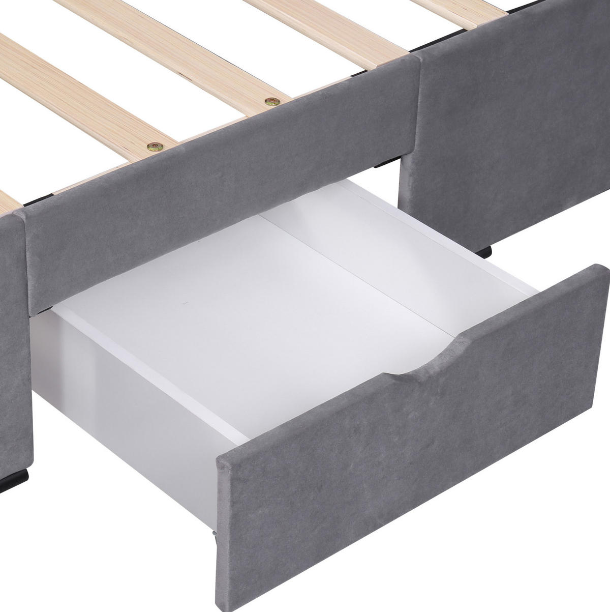 POLSTERBETT 160/200 cm grau aus Samt mit 4 Schubladen - Grau, Textil (160/200cm) - OKMYHOME