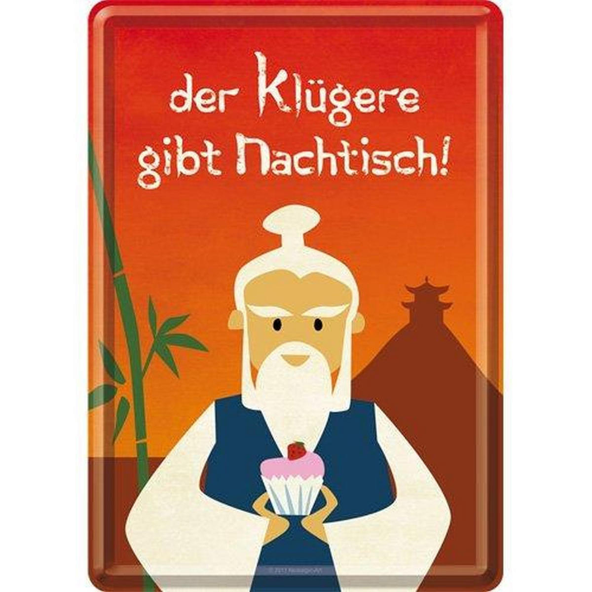 MINIBLECHSCHILD 10/14 cm Der Klügere gibt Nachtisch - Multicolor, Metall (10/14/0.1cm) - Nostalgic-Art