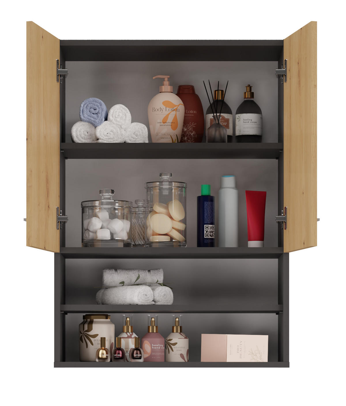 BADEZIMMER-HÄNGESCHRANK POLA MINI DK - ANTHRAZIT EICHE ARTISAN - Anthrazit/Eiche Artisan, Holzwerkstoff (64/90/30cm) - CDF