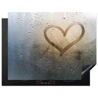 HERDABDECKPLATTE Herz - Kondenswasser - Wasser - 3D Induktionsmatte 77x59 cm - Grau, Kunststoff (77/59/0.2cm) - MuchoWow