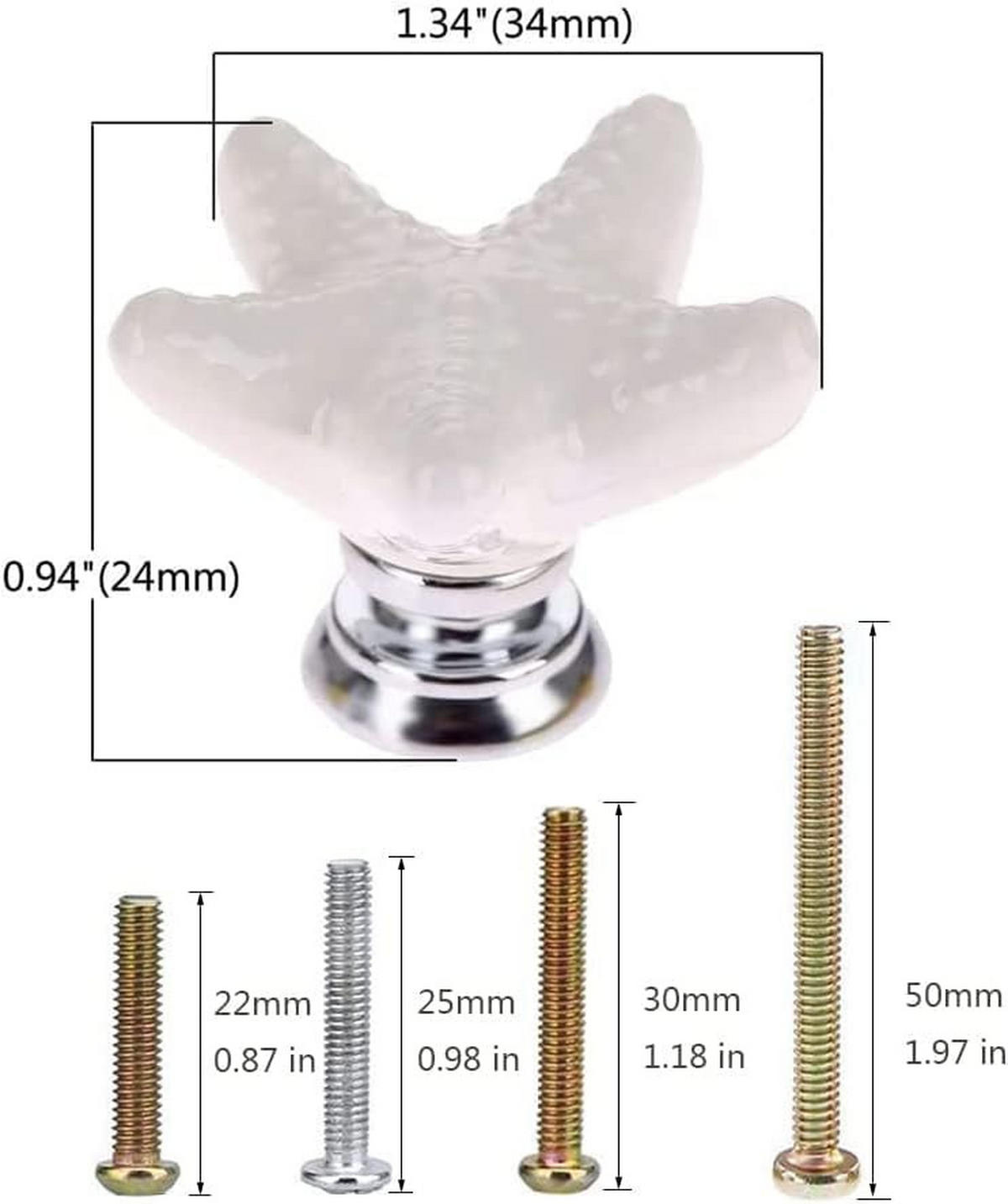 SCHRANKKNOPF Keramik 6er-Set - Weiß, Keramik (3.4/2/3.4cm)