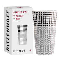 KAFFEEBECHER XL Genussklasse schwarz-weiß 525 ml - Schwarz/Weiß, Keramik (0.525L) - Ritzenhoff