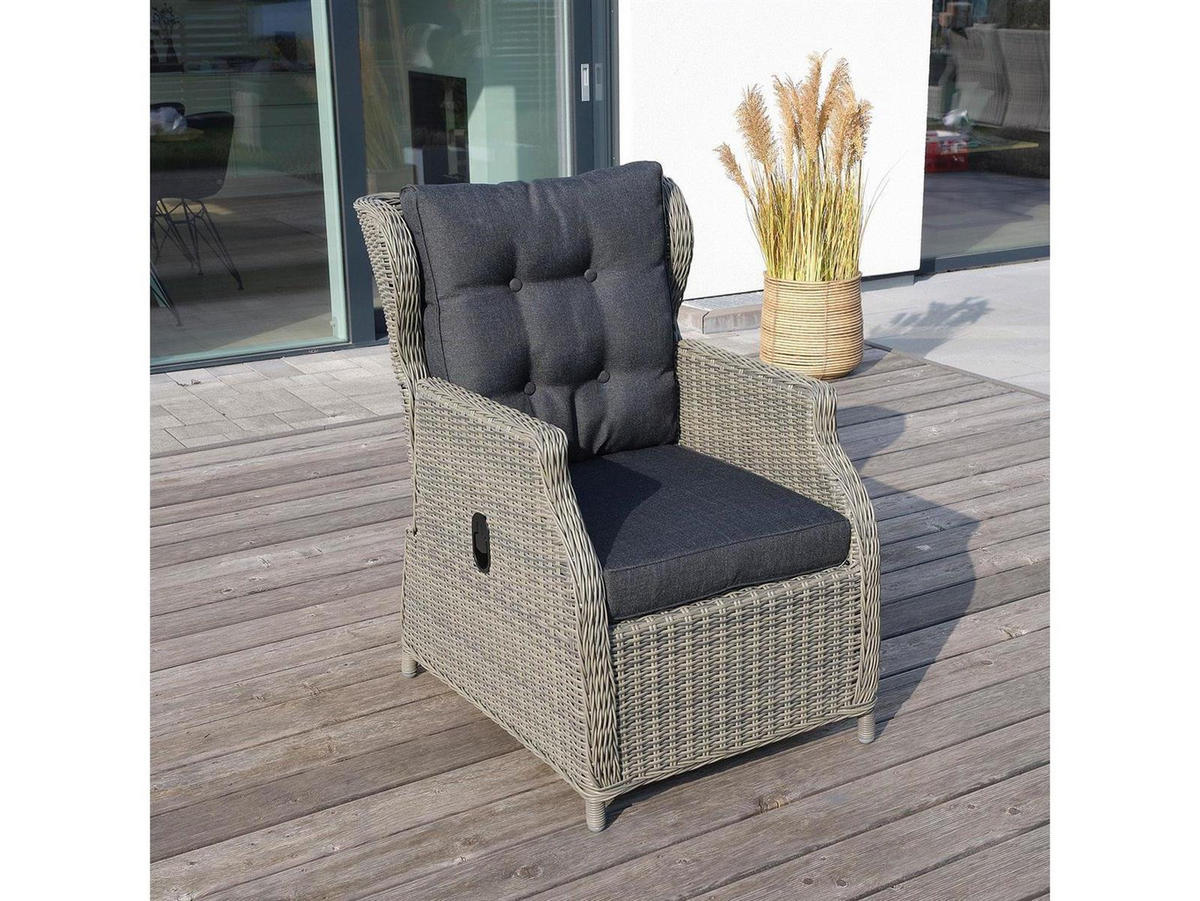 GARTEN-SITZGRUPPE Bilbao Braun Polyrattan für 7 Personen - Braun, Naturmaterialien - Green Spirit