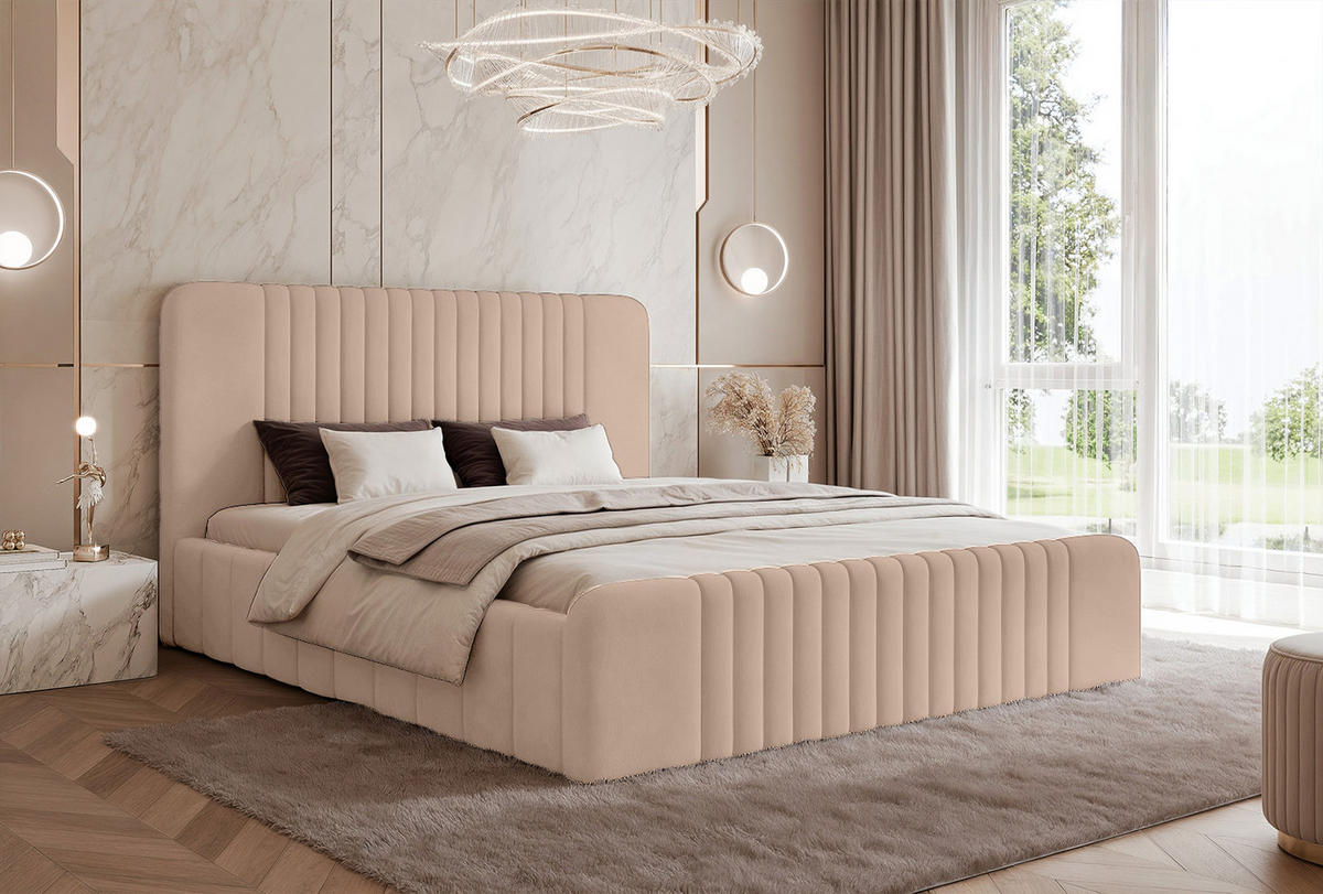 POLSTERBETT Pariotto 120x200 cm, Hellrosa - Hellrosa, Textil (120/200cm) - Fedve