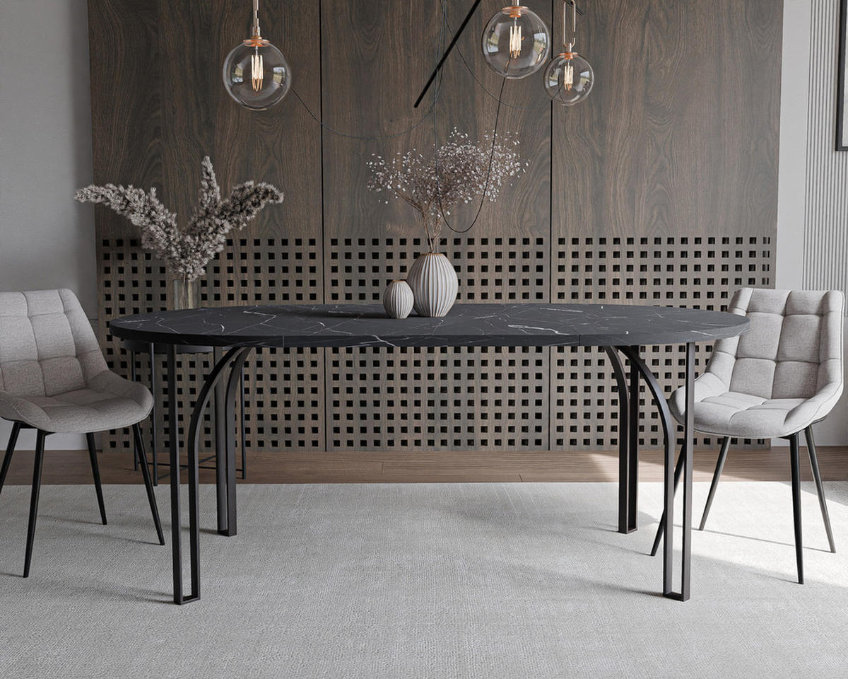 AUSZIEHTISCH ASTRO 100/76 cm, Schwarz / Grau - Schwarz/Grau, Holzwerkstoff/Metall (100/100/76cm) - Idohome
