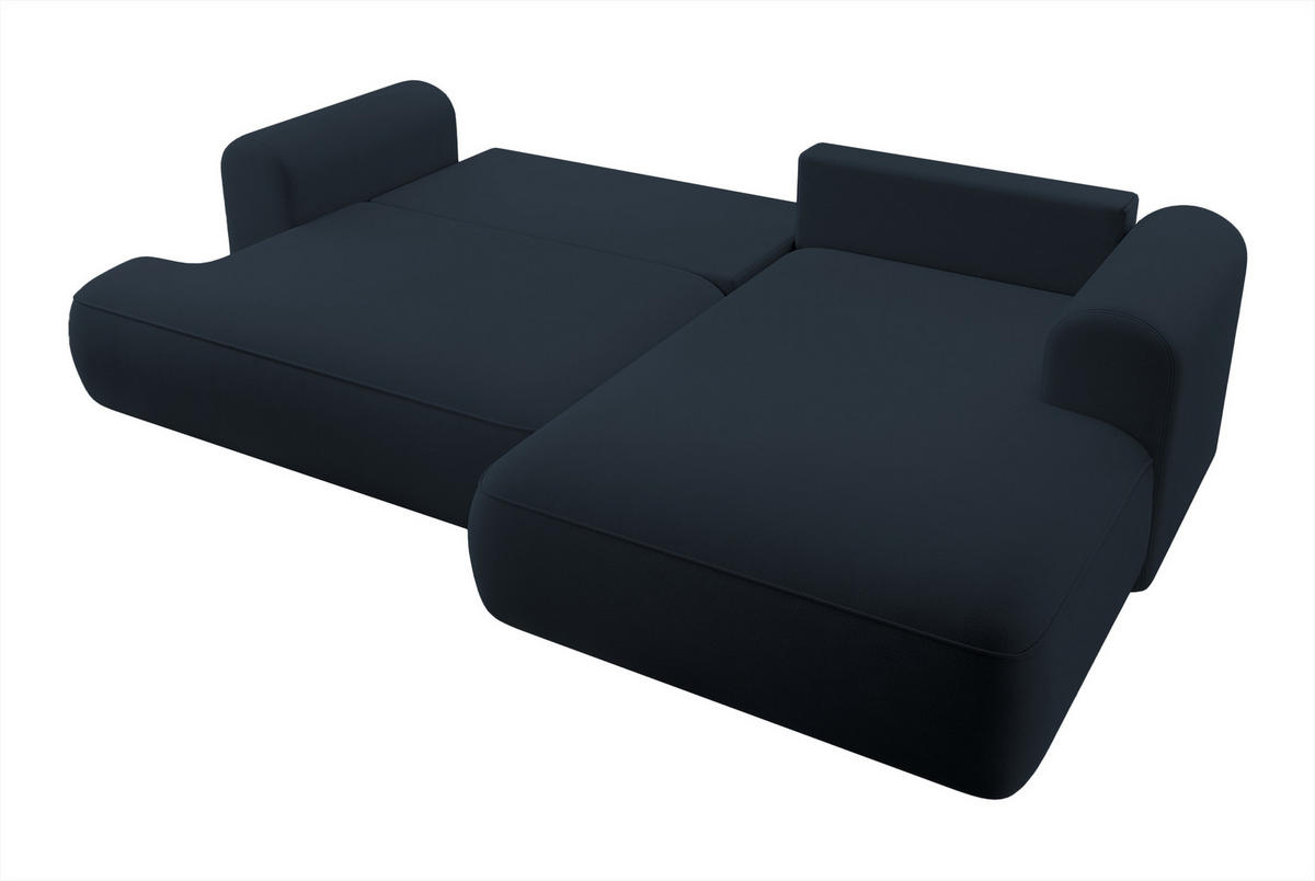 ECKSOFA Ovo Dunkelblau Velours - Schwarz/Dunkelblau, Kunststoff/Textil (260/165cm) - Selsey