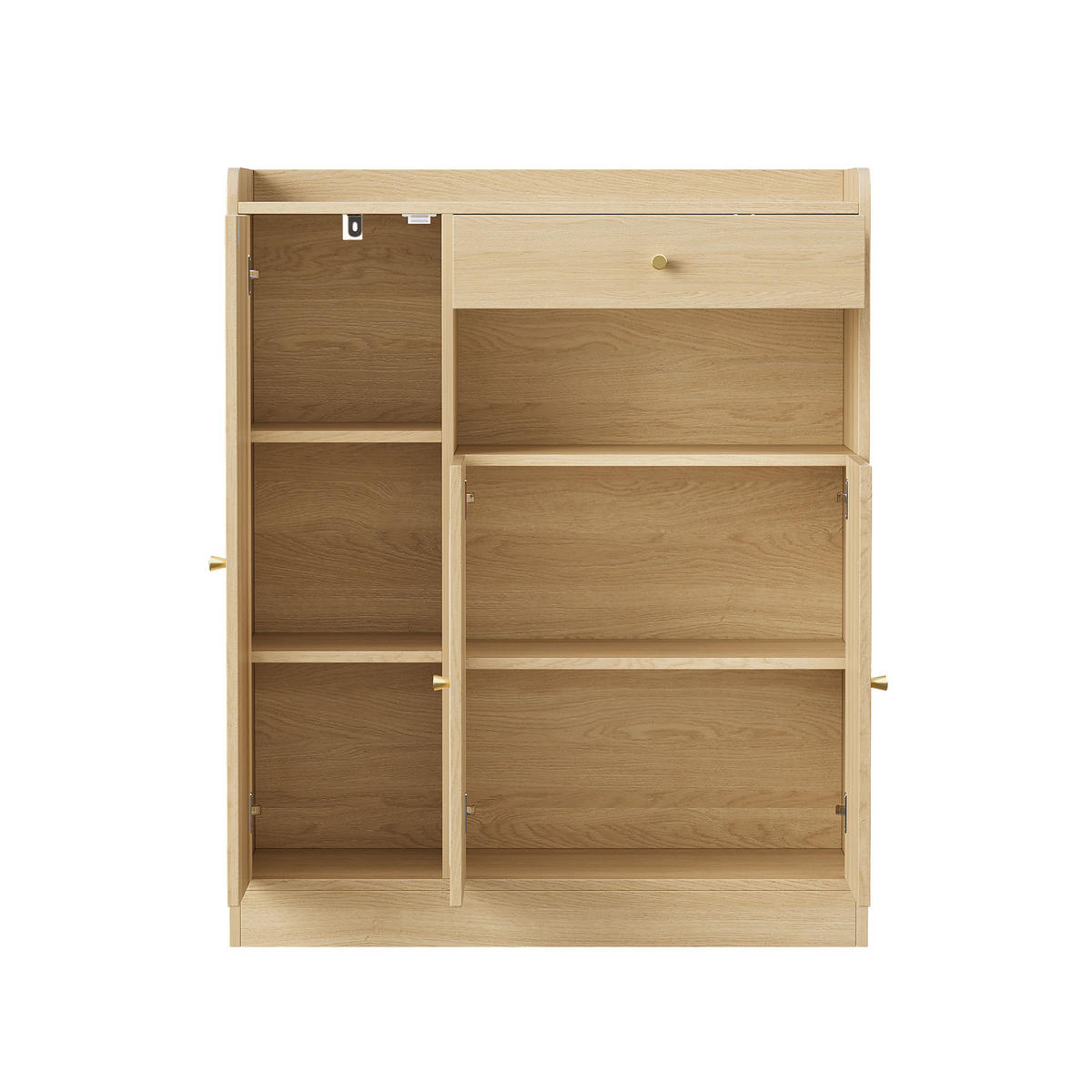 SCHUHSCHRANK Rattan Natur 3 Türen 1 Schublade 90x35x110cm - Naturfarben, Holzwerkstoff (35/110/90cm) - FLIEKS
