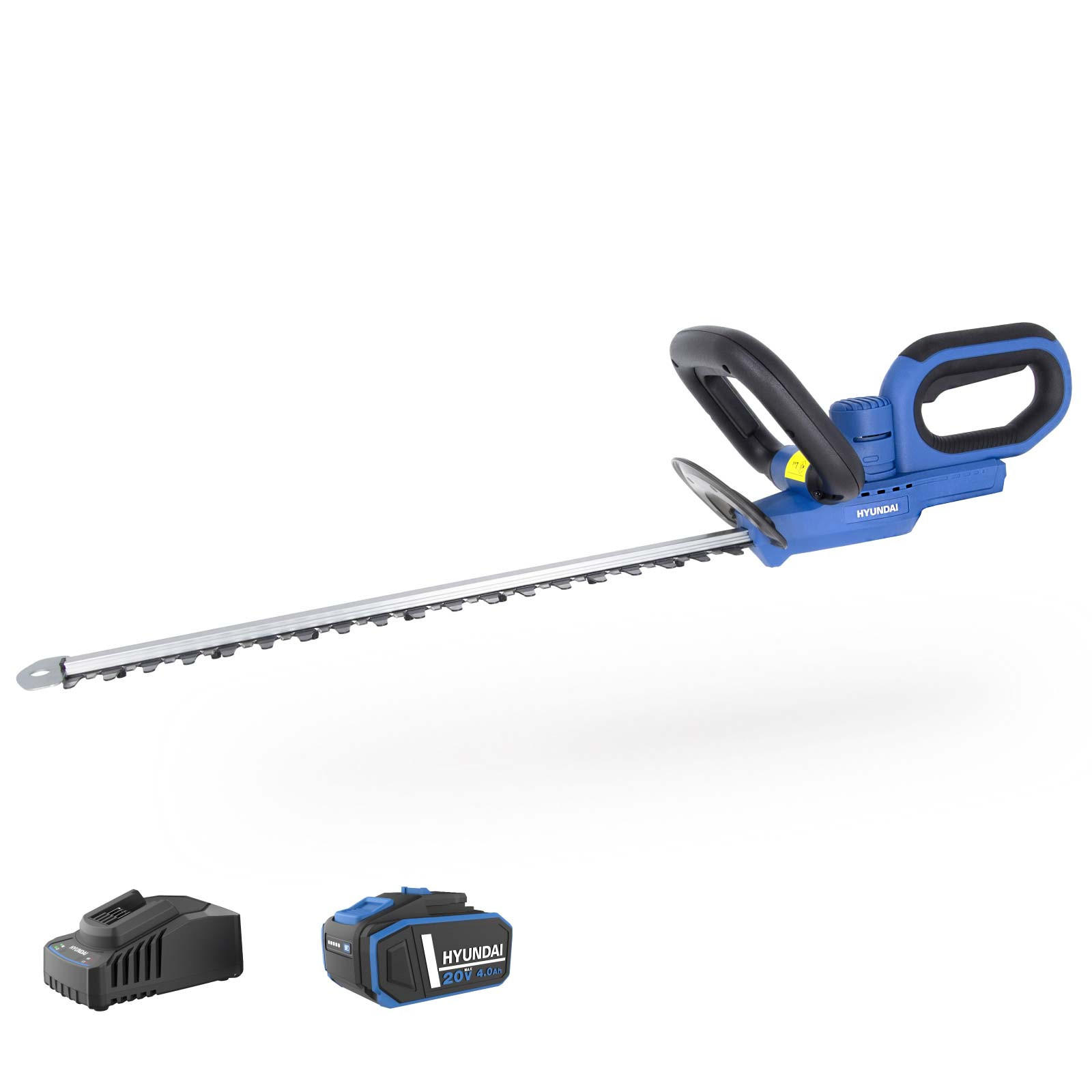 AKKU-HECKENSCHERE HT2051LI-4A1 (20V, 51cm Schnittlänge, 20 mm Schnittstärke, inkl. 4.0Ah Akku und Ladegerät) - Blau, Kunststoff (20/20.5/90cm) - Hyundai